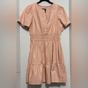 Anthropologie The Somerset Mini Dress Vegan Leather in Blush V-Neck